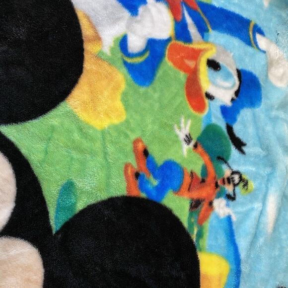 Y2K Disney Mickey Mouse Club House Baby Crib Blanket Goofy Donald Duck Flannel - Picture 6 of 7